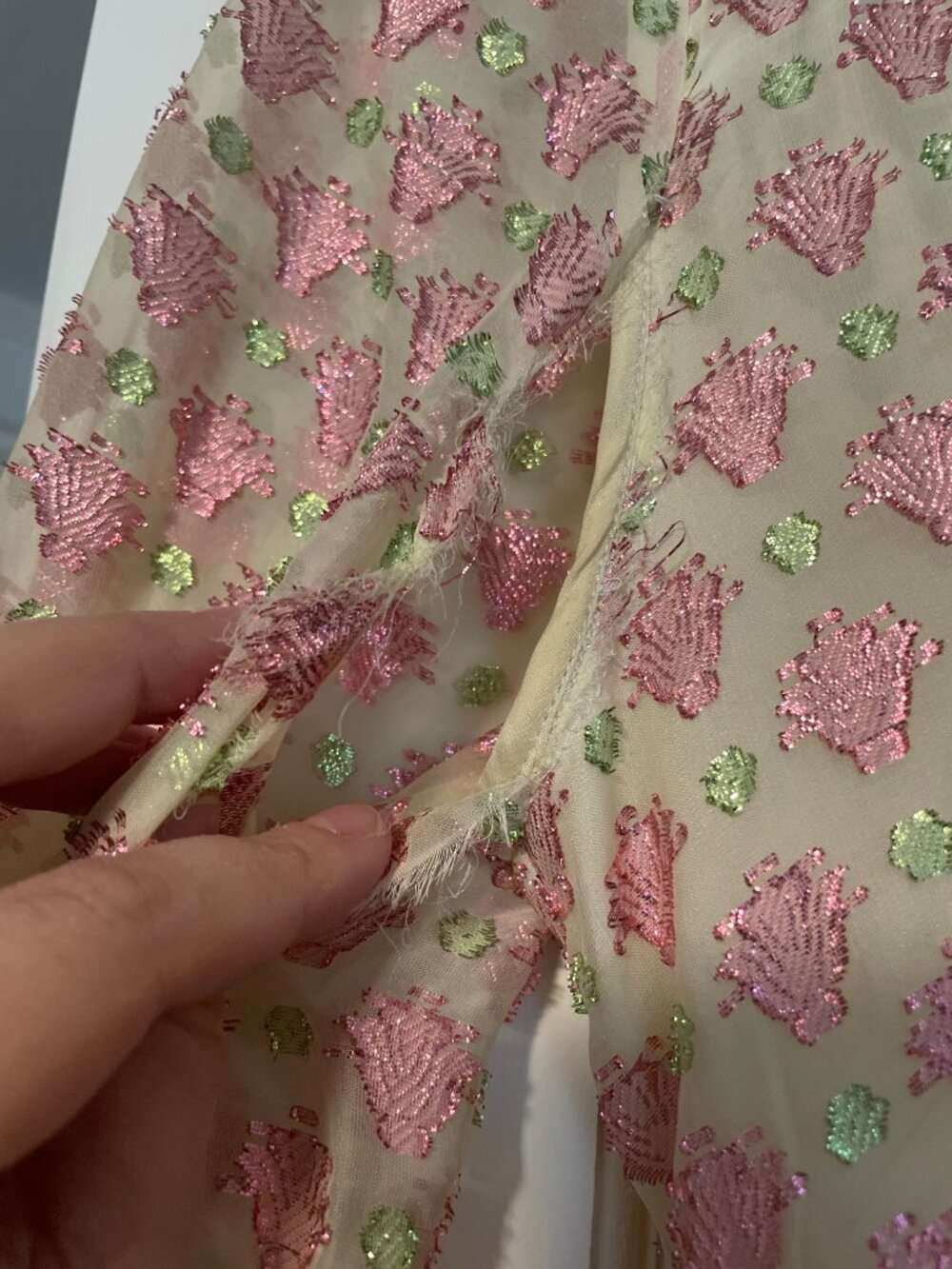 Golden Goose Metallic Jacquard Wrap Mini Dress Pink Green 36 - Picture 7 of 11
